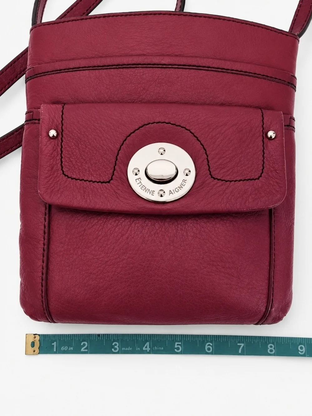 RED Leather Crossbody with Turn-Lock Front Pocket - Picture 4 of 7
